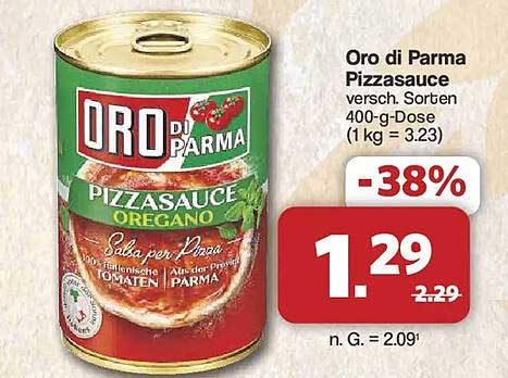 Oro di Parma Pizzsauce versch. Sorten 400-g-Dose (1 kg = 3.23)