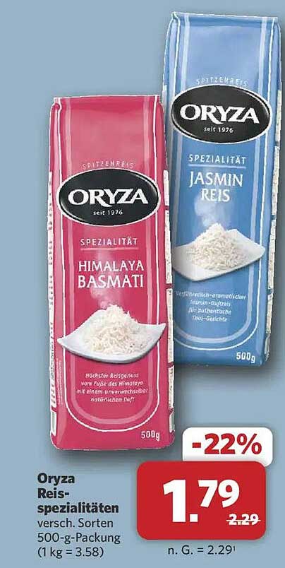 Oryza Reisspezialitäten versch. Sorten 500-g-Packung