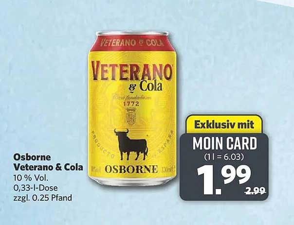Osborne Veterano & Cola 10 % Vol. 0,33-l-Dose zzgl. 0.25 Pfand