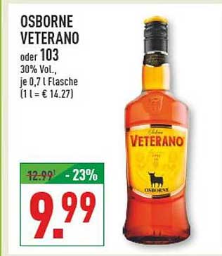 OSBORNE VETERANO oder 103 30% Vol., je 0,7 l Flasche (1 l = € 14.27)
