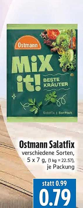Ostmann Salatfix verschiedene Sorten, 5 x 7 g, (1 kg = 22.57), je Packung