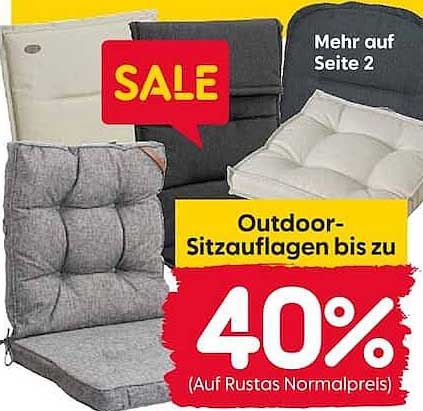 Outdoor-Sitzauflagen bis zu 40% (Auf Rustas Normalpreis)