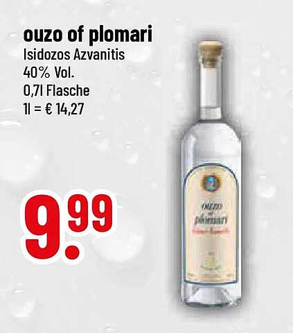 ouzo of plomari Isidozos Azvanitis 40% Vol. 0,7 l Flasche 1 l = € 14,27