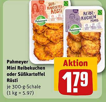 Pahmeyer Mini Reibekuchen oder Süßkartoffel Rösti je 300-g-Schale (1 kg = 5.97)