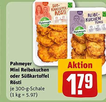 Pahmeyer Mini Reibekuchen oder Süßkartoffel Rösti je 300-g-Schale (1 kg = 5.97)