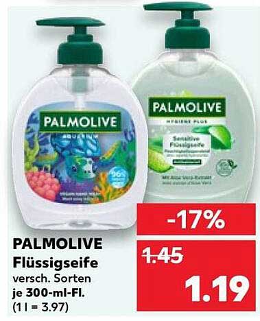 PALMOLIVE Flüssigseife versch. Sorten je 300-ml-Fl. (1 l = 3.97)