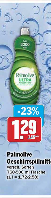 Palmolive Geschirrspülmittel versch. Sorten 750-500 ml Flasche (1 l = 1.72-2.58)