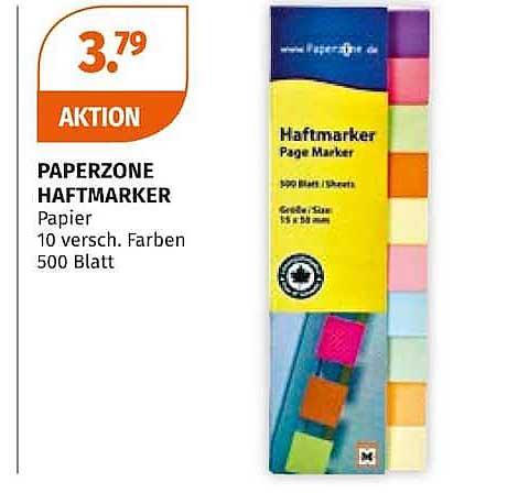 PAPERZONE HAFTMARKER Papier 10 versch. Farben 500 Blatt