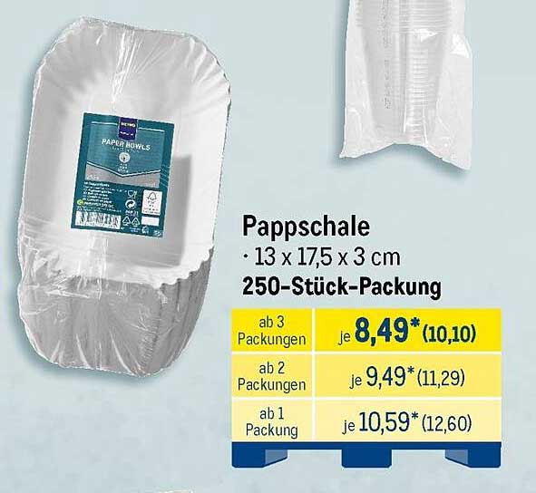 Pappschale · 13 x 17,5 x 3 cm 250-Stück-Packung