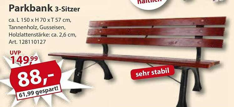 Parkbank 3-Sitzer