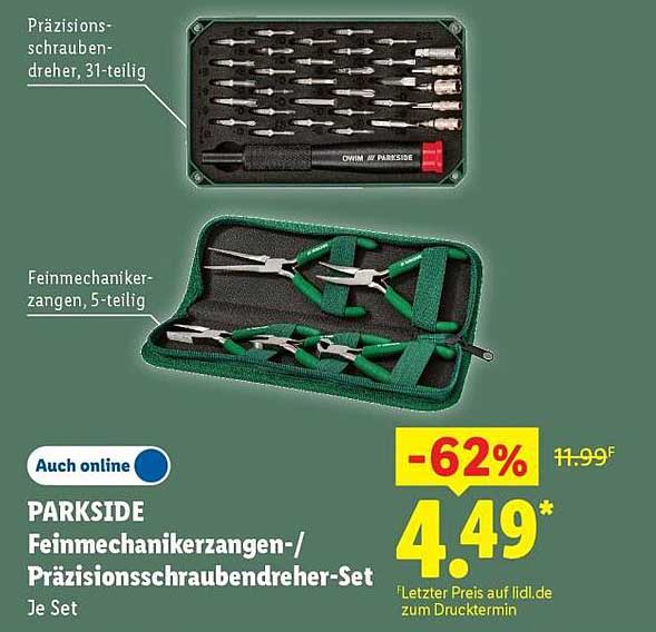 PARKSIDE Feinmechanikerzangen-/ Präzisionsschraubendreher-Set