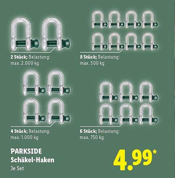 PARKSIDE Schäkel-Haken Je Set