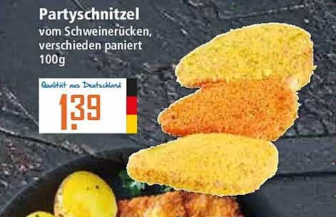 Partyschnitzel vom Schweinerücken, verschieden paniert 100g