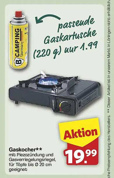 passende Gaskartusche (220 g) nur 1.99