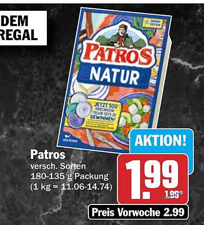 Patros versch. Sorten 180-135 g Packung (1 kg = 11.06-14.74)
