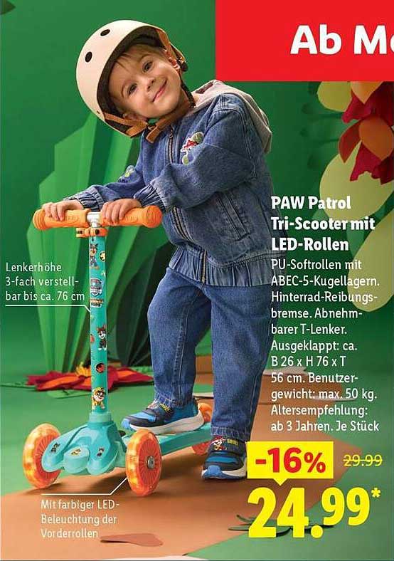 PAW Patrol Tri-Scooter mit LED-Rollen