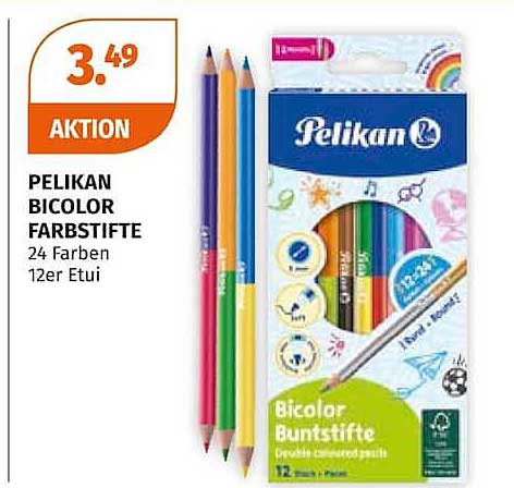 PELIKAN BICOLOR FARBSTIFTE 24 Farben 12er Etui