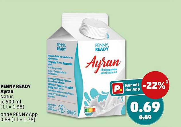 PENNY READY Ayan Natur, je 500 ml (1 l = 1.38) ohne PENNY App