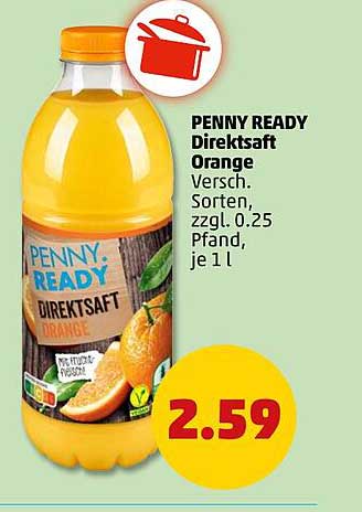 PENNY READY Direktsaft Orange Versch. Sorten, zzgl. 0.25 Pfand, je 1 l