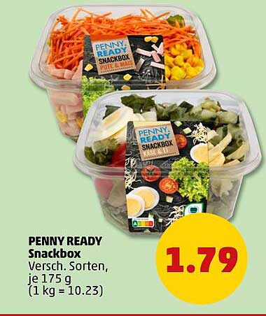 PENNY READY Snackbox Versch. Sorten je 175 g (1 kg = 10.23)