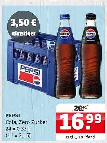PEPSI Cola, Zero Zucker 24 x 0,33 l (1 l = 2,15)