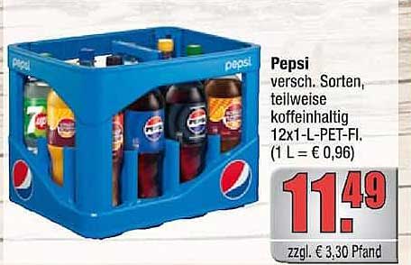 Pepsi versch. Sorten, teilweise koffeinhaltig 12x1-L-PET-Fl.