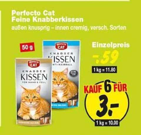Perfecto Cat Feine Knabberkissen außen knusprig - innen cremig, versch. Sorten