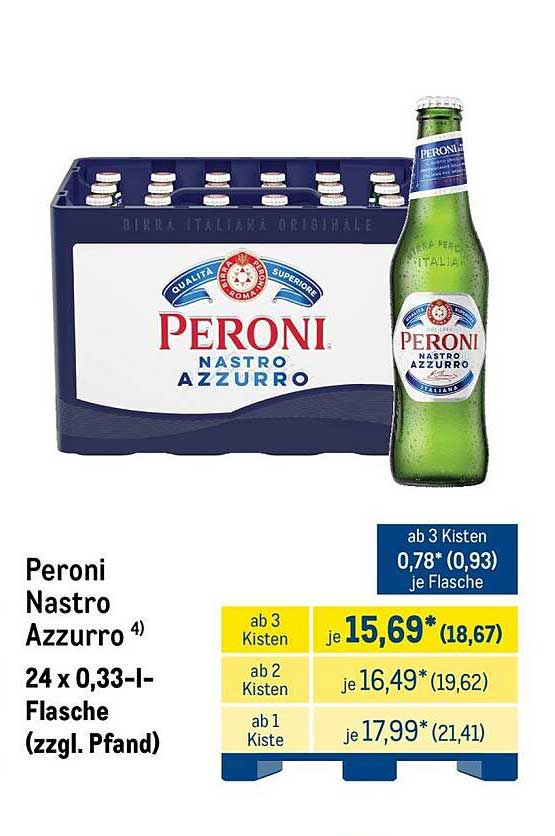 Peroni Nastro Azzurro 24 x 0,33-l-Flasche (zzgl. Pfand)