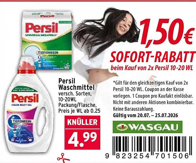 Persil Waschmittel versch. Sorten, 10-20WL, Packung/Flasche, Preis je WL ab 0,25