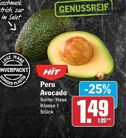 Peru Avocado Sorte: Hass Klasse I Stück