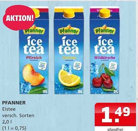 PFANNER Eistee versch. Sorten 2,0 l (1 l = 0,75)