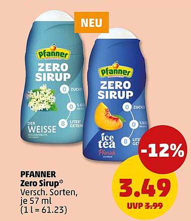 PFANNER Zero Sirup* Versch. Sorten, je 57 ml (1 l = 61.23)