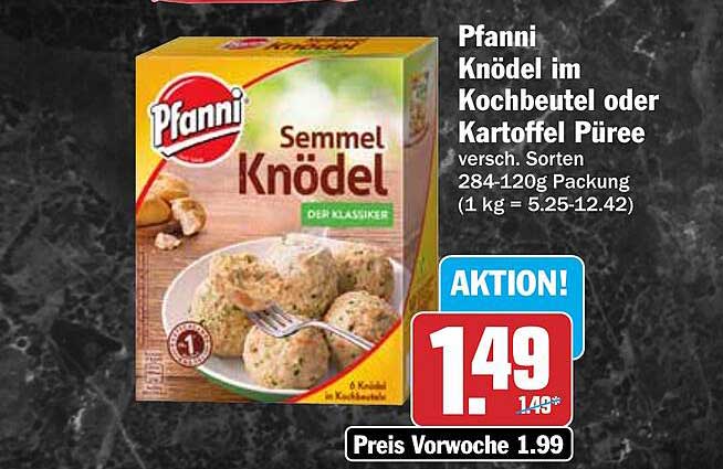 Pfanni Knödel im Kochbeutel oder Kartoffel Püree