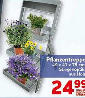Pflanzentreppe 49 x 41 x 75 cm Stegenoptik aus Holz