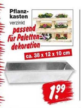 Pflanzkasten verzinkt passend für Paletten-dekoration ca. 38 x 12 x 10 cm