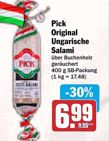 Pick Original Ungarische Salami über Buchenholz geräuchert 400 g SB-Packung (1 kg = 17.48)