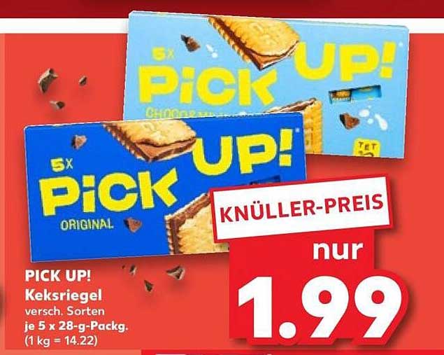 PICK UP! Keksriegel versch. Sorten je 5 x 28-g-Pack. (1 kg = 14.22)