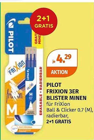 PILOT FRIXION 3ER BLISTER MINEN für Frixion Ball & Clicker 0.7 (M), radierbar, 2+1 GRATIS