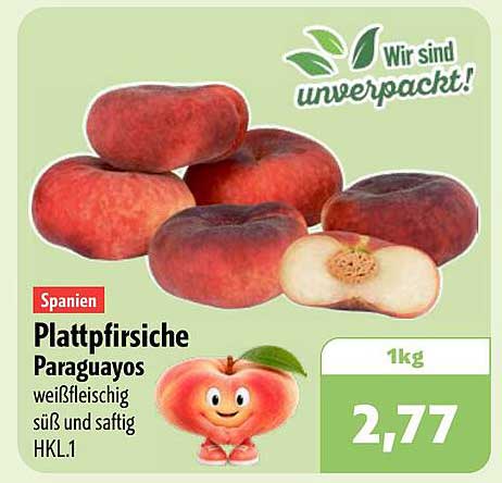Plattpfirsiche Paraguayos weißfleischig süß und saftig HKL.1