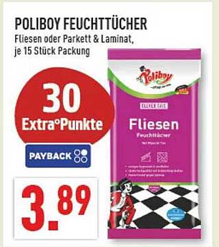 POLIBOY FEUCHTTÜCHER Fliesen oder Parkett & Laminat, je 15 Stück Packung
