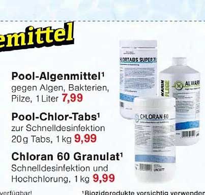 Pool-Algenmittel¹ gegen Algen, Bakterien, Pilze, 1 Liter
