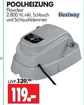 POOLHEIZUNG Flowclear 2.800 l, inkl. Schlauch und Schlauchklemmen