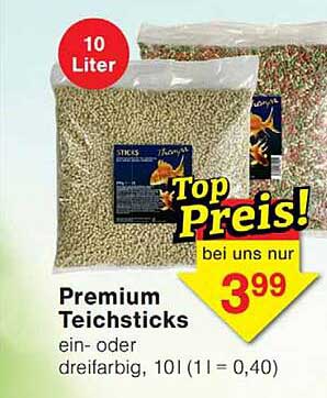 Premium Teichsticks ein- oder dreifarbig, 10l (1l = 0,40)