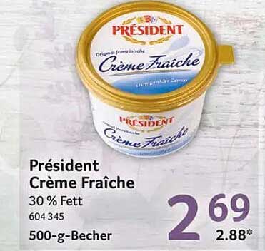 Président Crème Fraîche 30 % Fett 604 345 500-g-Becher