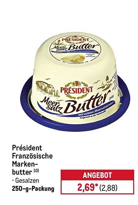 Président Französische Marken-butter · Gesalzen · 250-g-Packung