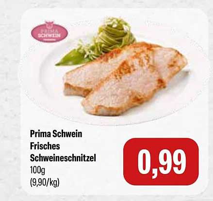 Prima Schwein Frisches Schweineschnitzel 100g (9,90/kg)
