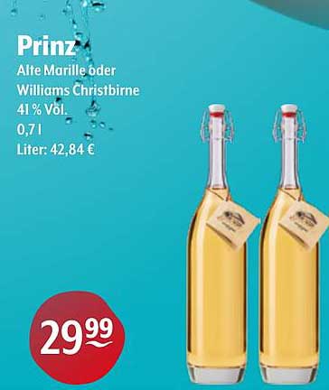 Prinz Alte Marille oder Williams Christbirne 41 % Vol. 0,7 l