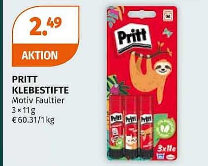 PRITT KLEBESTIFTE Motiv Faultier 3 x 11 g