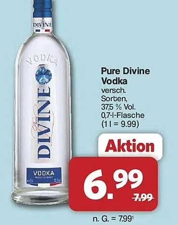 Pure Divine Vodka versch. Sorten, 37,5 % Vol. 0,7-l-Flasche (1 l = 9.99)