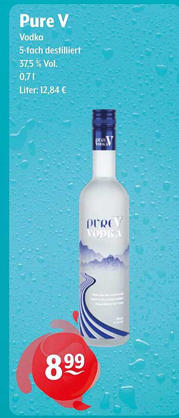 Pure V Vodka 5-fach destilliert 37,5 % Vol. 0,7 l